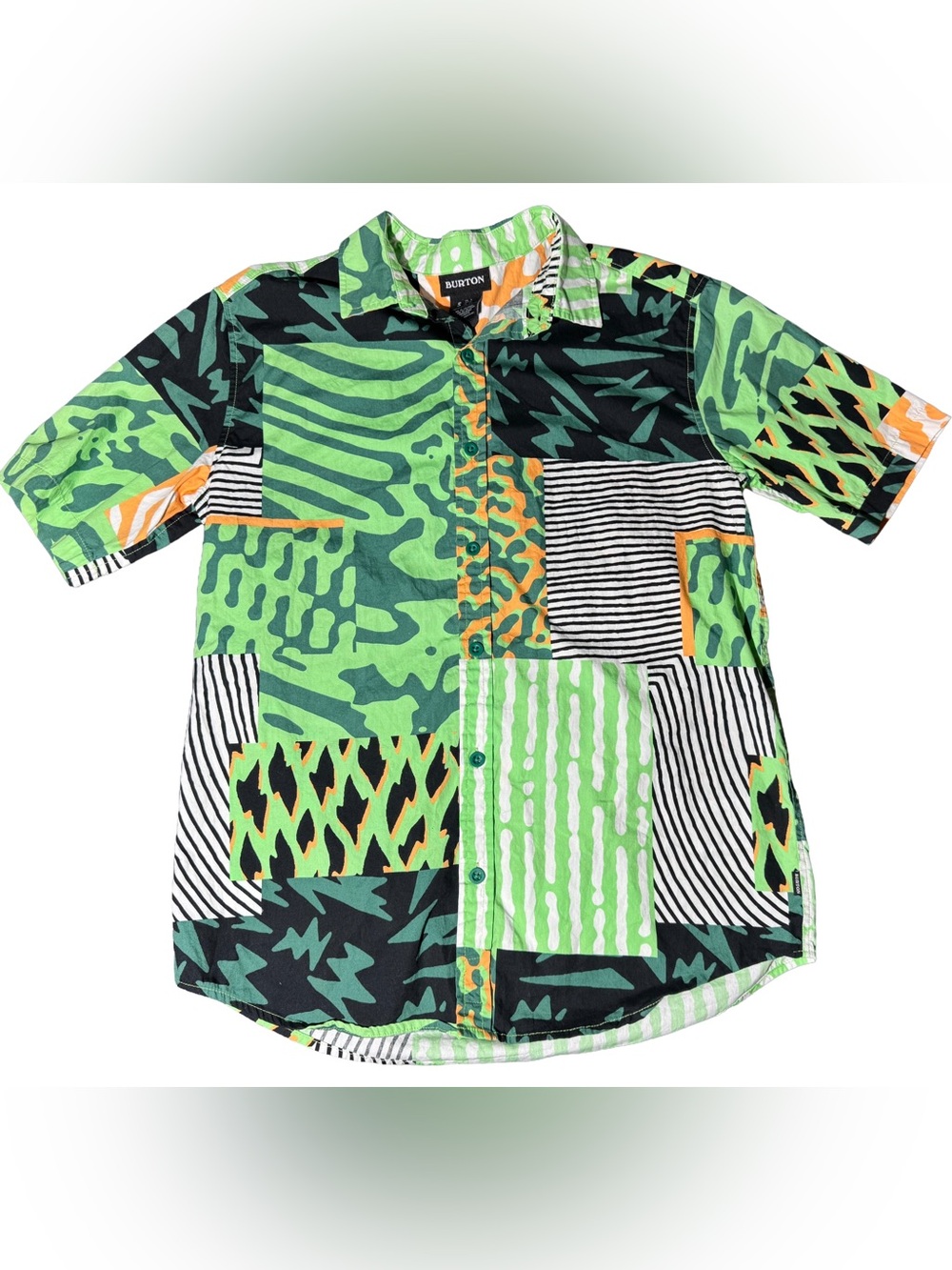 Burton Men’s Shabooya Camp Shirt Orange/Green Sz Small
